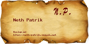 Neth Patrik névjegykártya